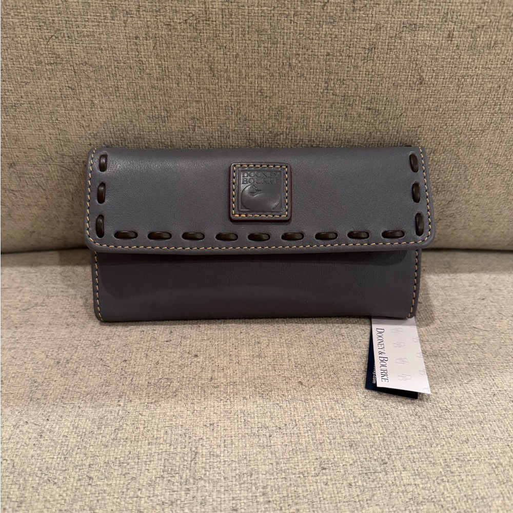 Dooney & Bourke Steel Blue Florentine Continental Clutch Wallet New with Tags